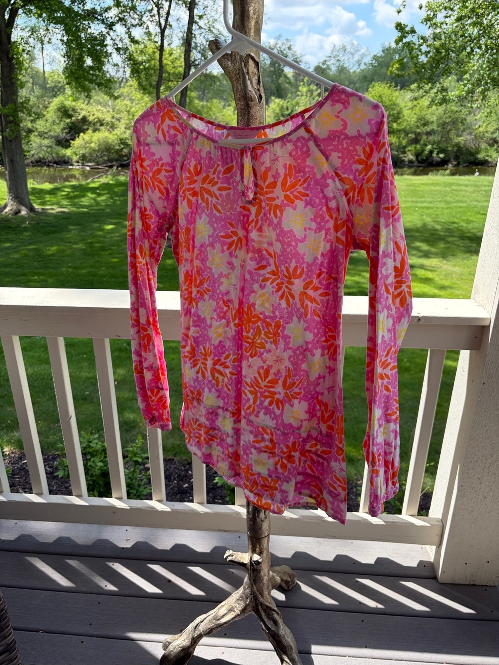 Lilly Pulitzer Pink & Orange Floral Long-Sleeve Tunic